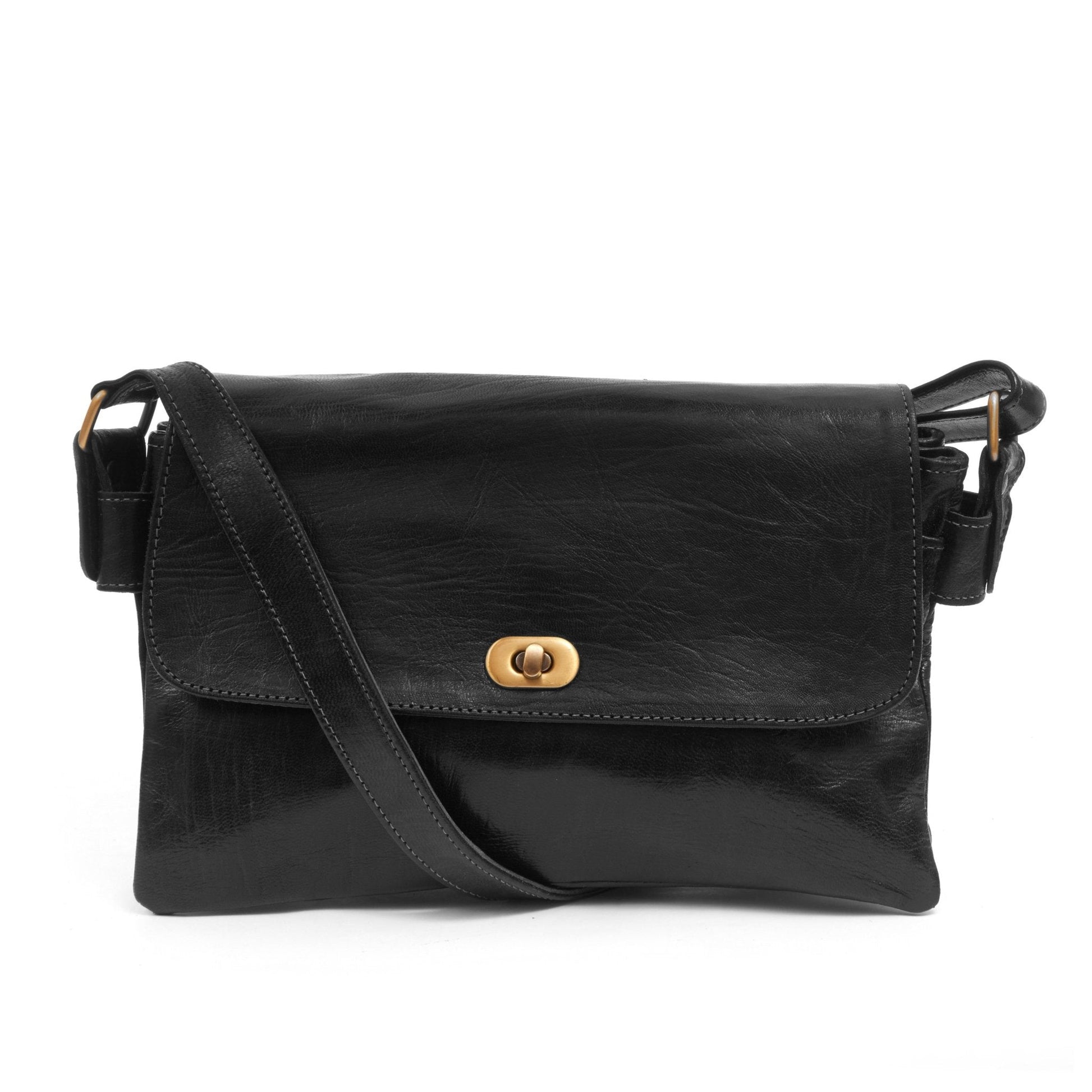 Multi - Compartment Women's Leather Handbag - Black - Artisan Stories