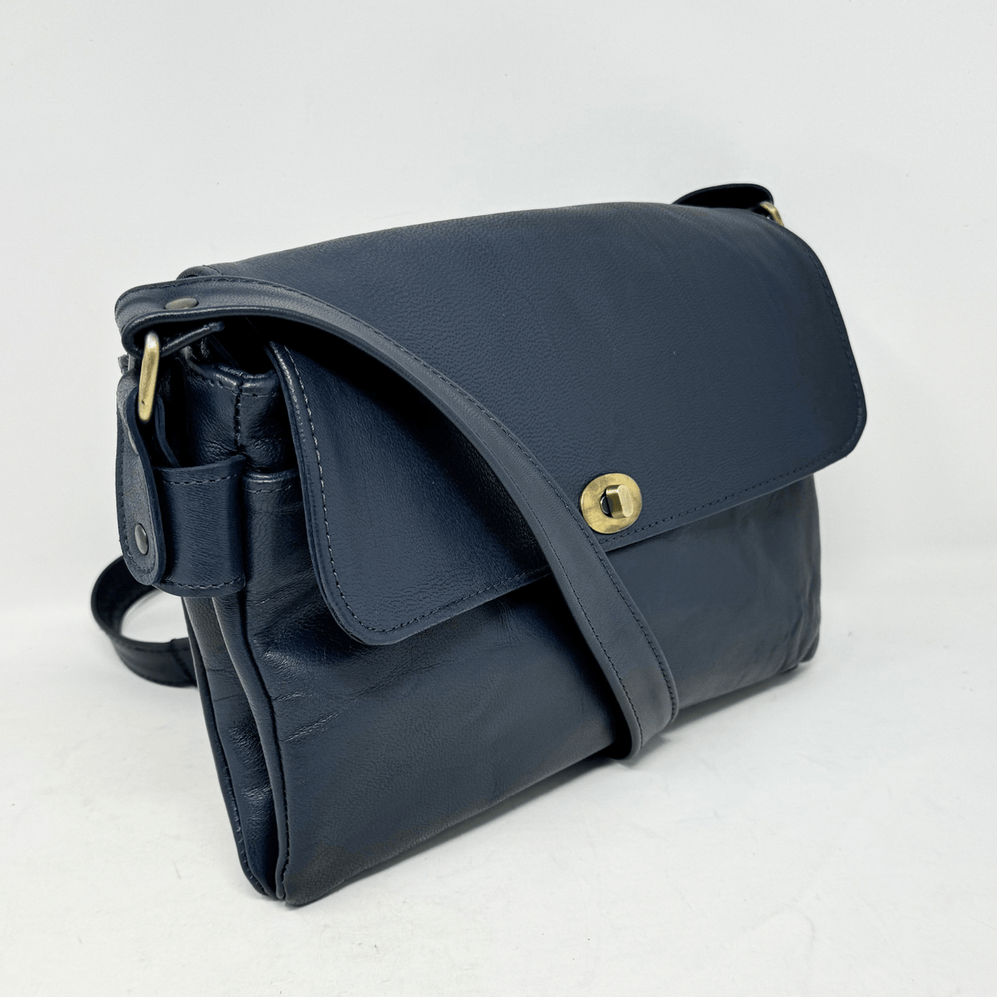 Multi - Compartment Women's Leather Handbag - Blue - Artisan Stories