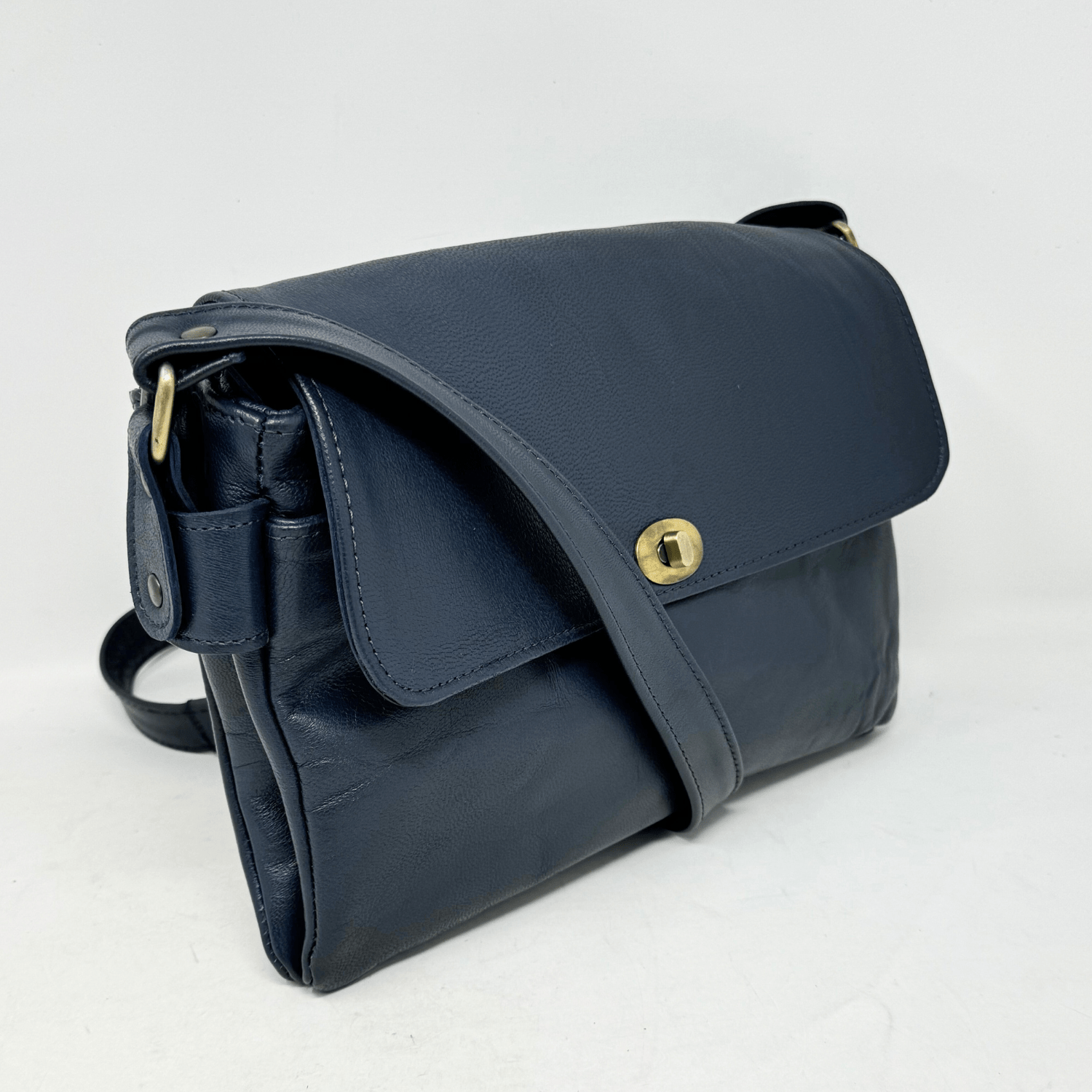 Multi - Compartment Women's Leather Handbag - Blue - Artisan Stories