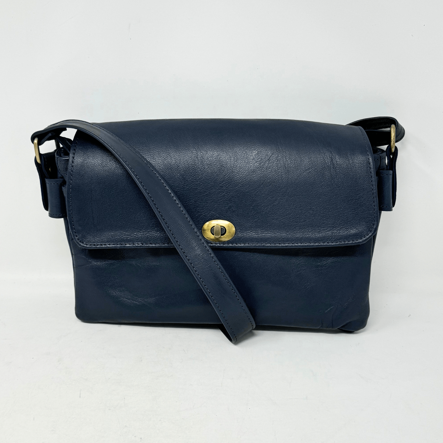 Multi - Compartment Women's Leather Handbag - Blue - Artisan Stories