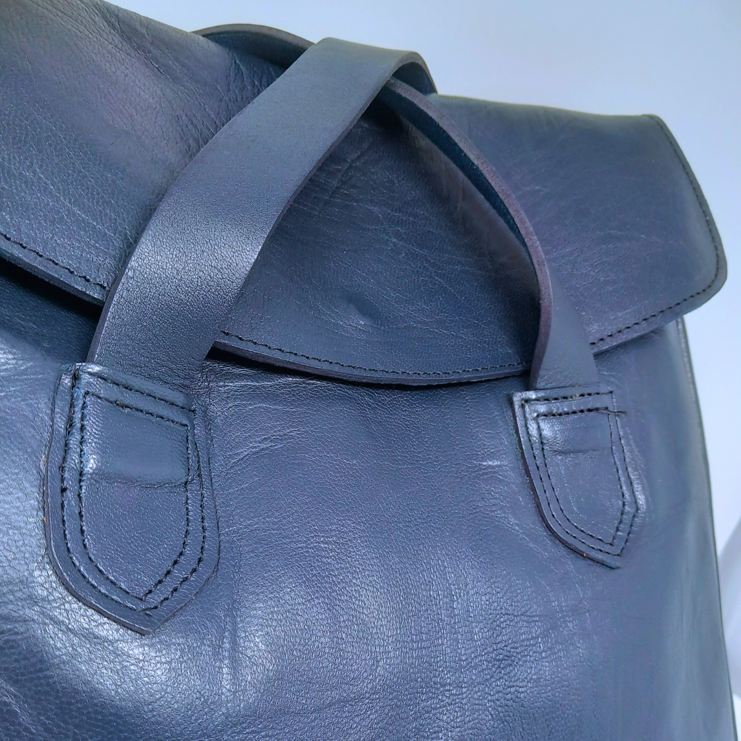 Convertible Leather Tote Backpack Cleo In Navy Blue