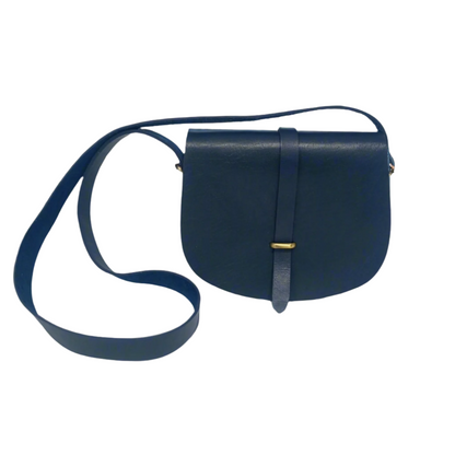 Loop Closure Leather Saddle Bag Sam Crossbody - Navy Blue