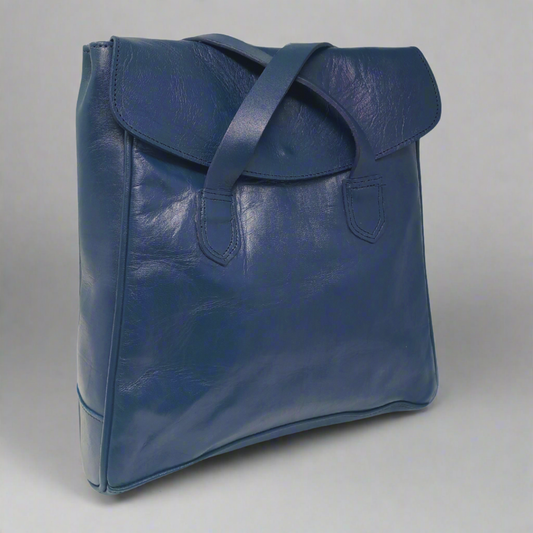 Blue Cleo 2-in-1 Leather Backpack Tote