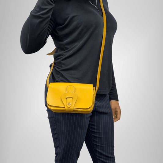 Noah Leather Wallet Crossbody Bag Yellow - Artisan Stories