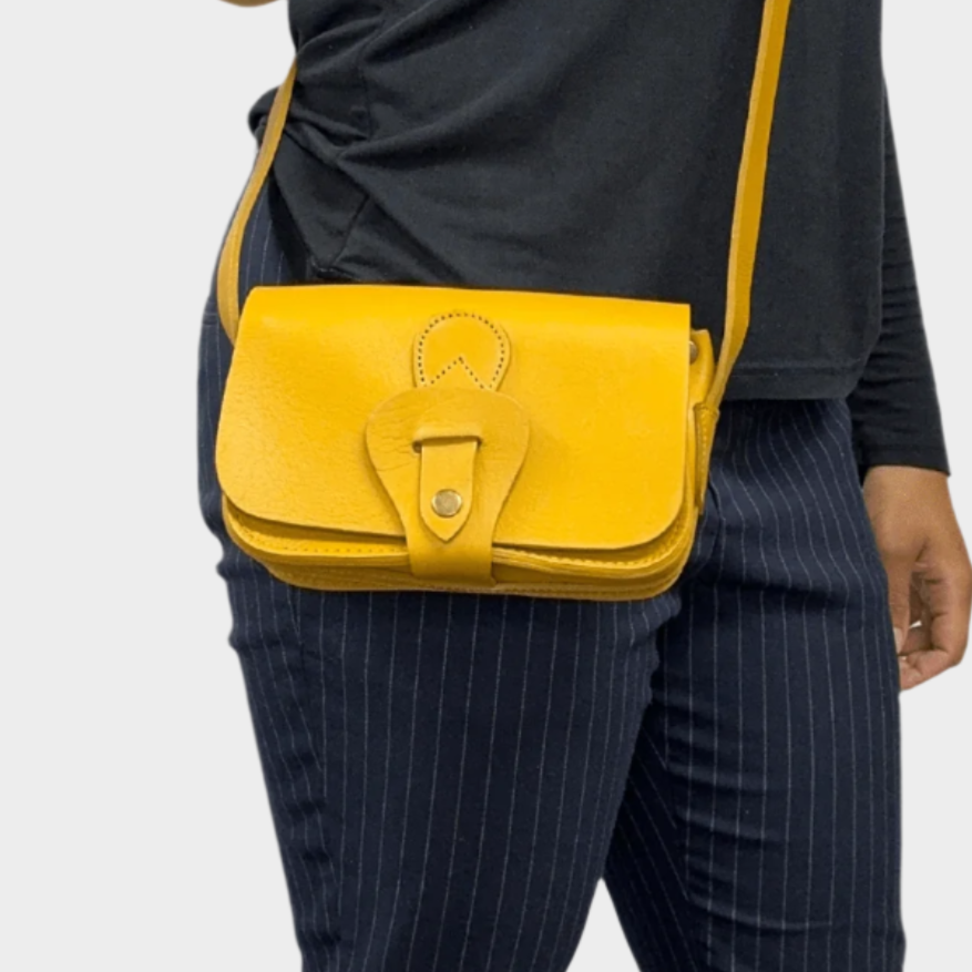 Noah Leather Wallet Crossbody Bag Yellow - Artisan Stories