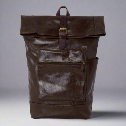 Roberto Dark Brown Leather Backpack - Artisan Stories