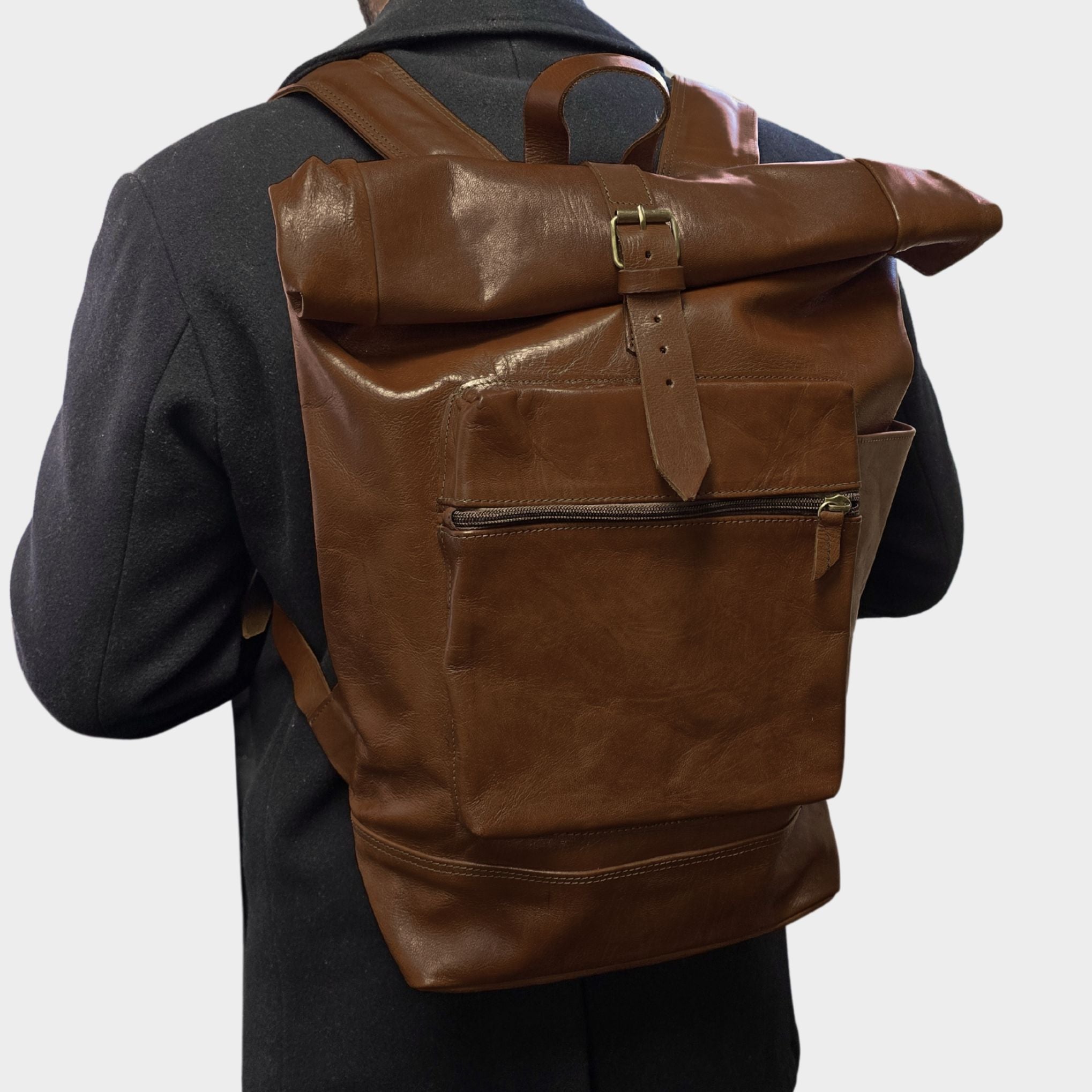 Roberto Dark Brown Leather Backpack - Artisan Stories