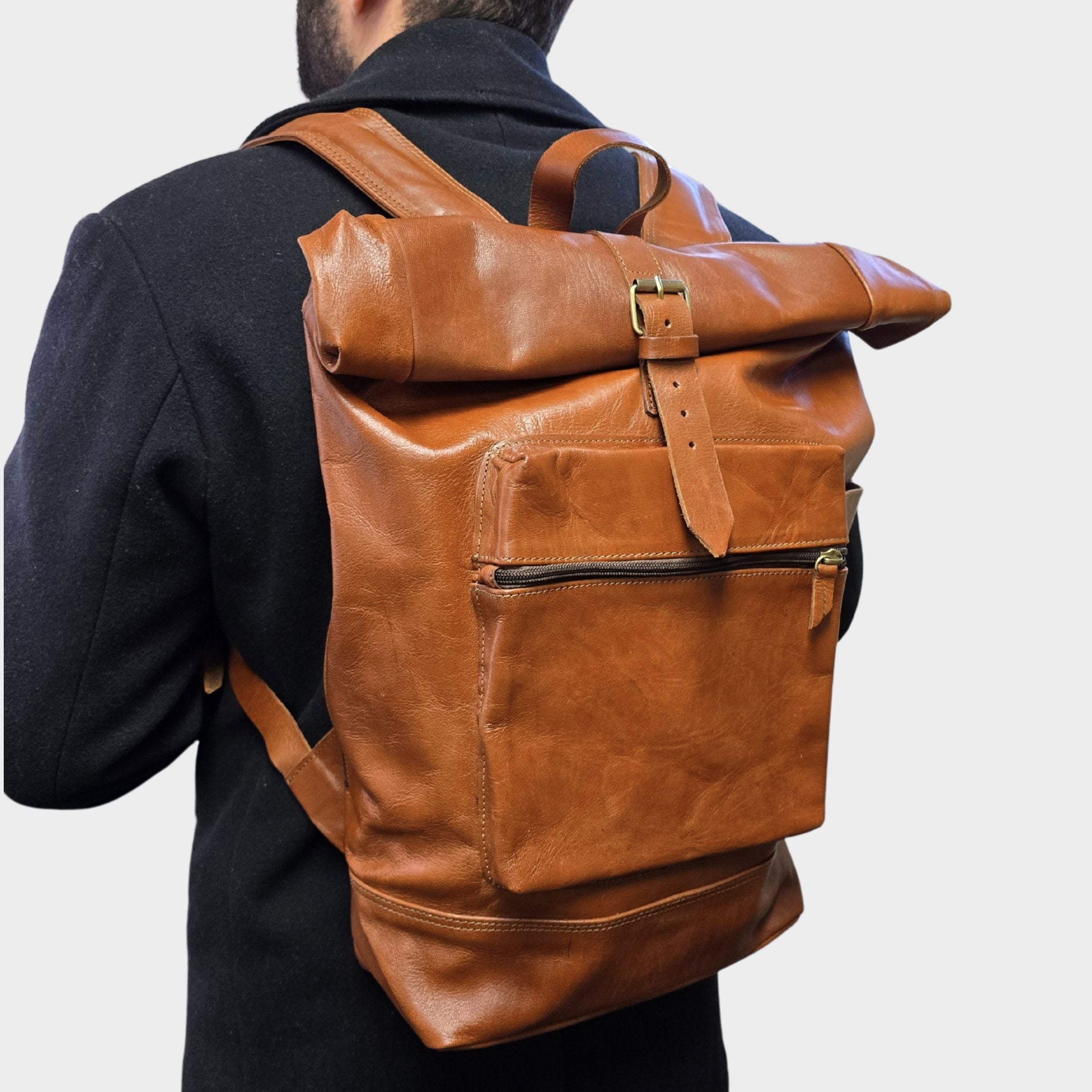Roberto Light brown Leather Large Backpack - Artisan Stories