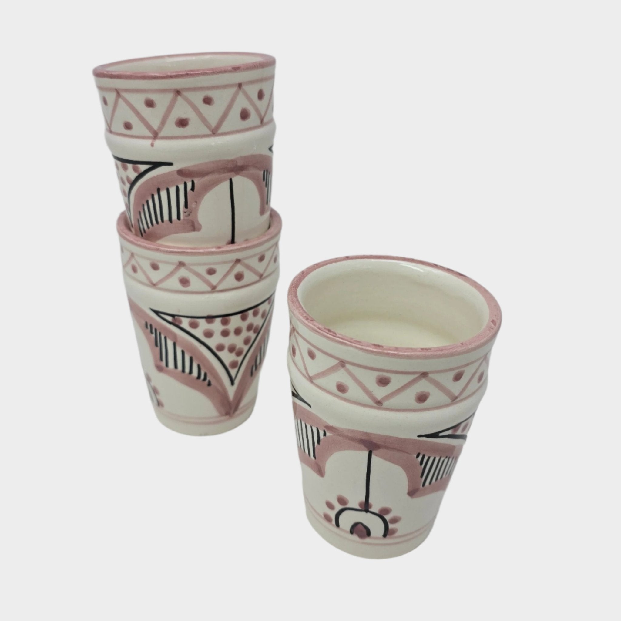 Safa Ceramic Small Beldi Cup - Pink & Black - Artisan Stories