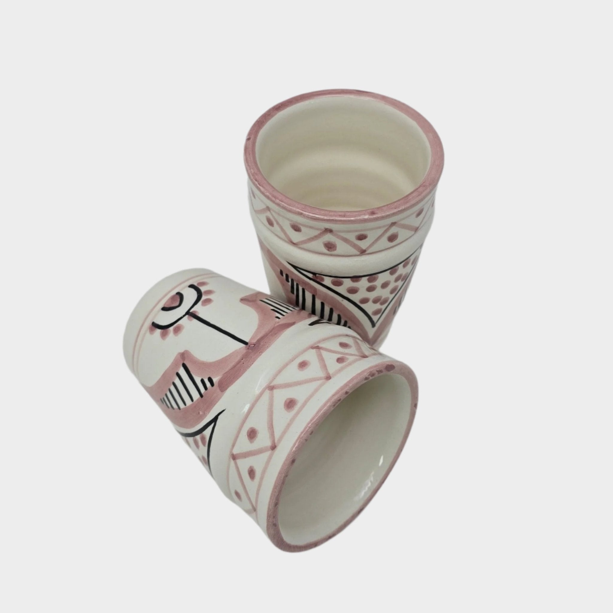 Safa Ceramic Small Beldi Cup - Pink & Black - Artisan Stories
