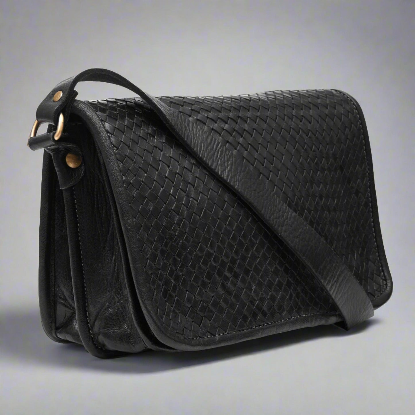 SALE Charlotte Woven Shoulder Bag - Black - Artisan Stories