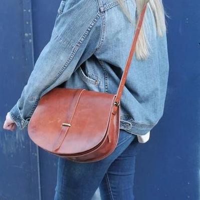 Sam Loop Light Brown Leather Saddle Bag