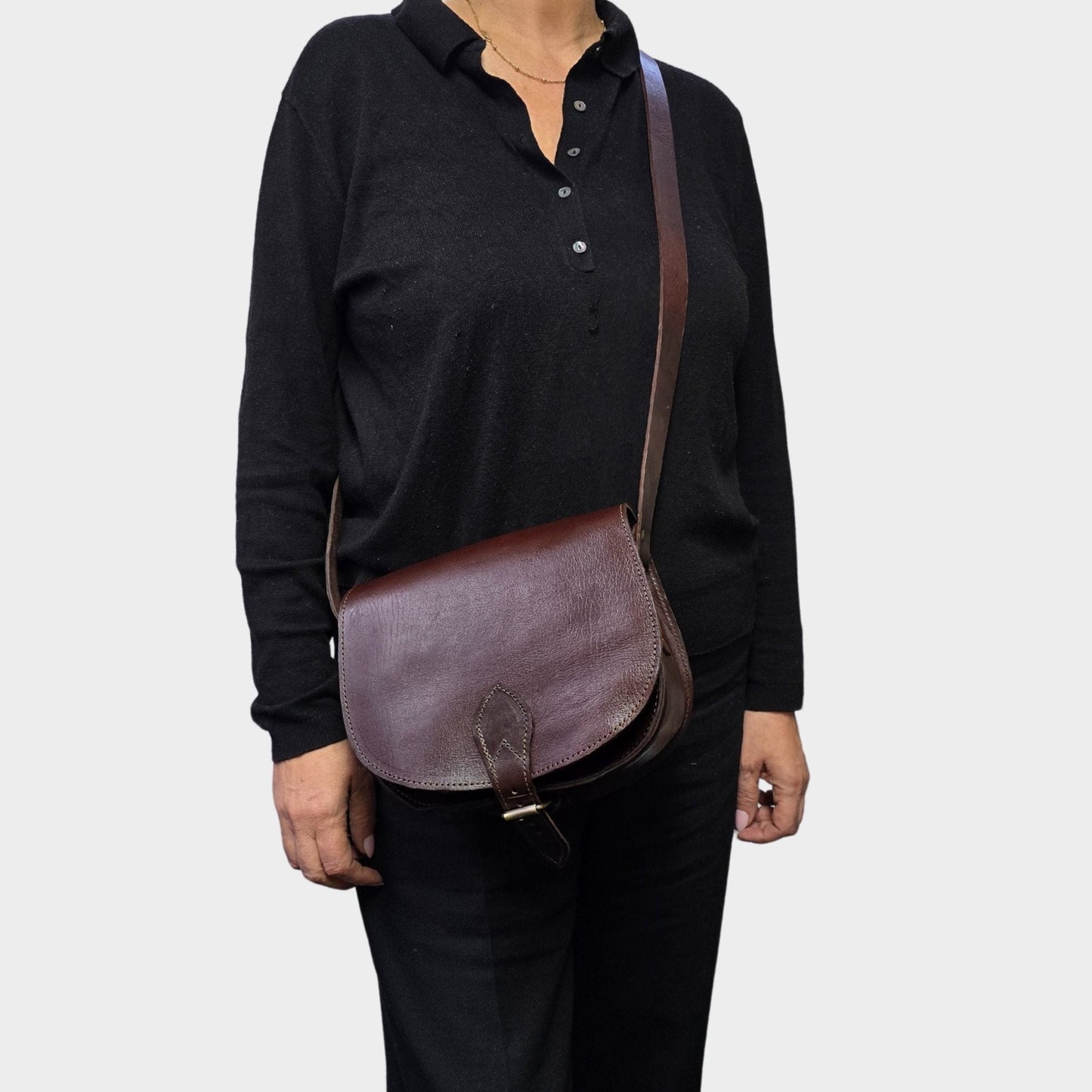 Sam Leather Saddle Bag - Dark brown - Artisan Stories