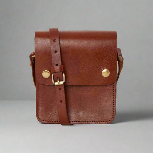 Small Leather Crossbody Pop Bag Tan - Artisan Stories