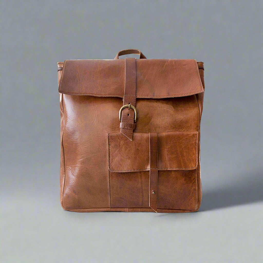 Square Backpack -Tan-ISMAD LONDON