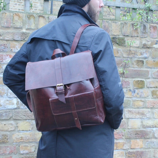 Square Backpack Bag - Dark brown - Artisan Stories