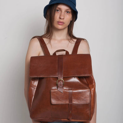 Square Backpack Bag - Light Brown - Artisan Stories