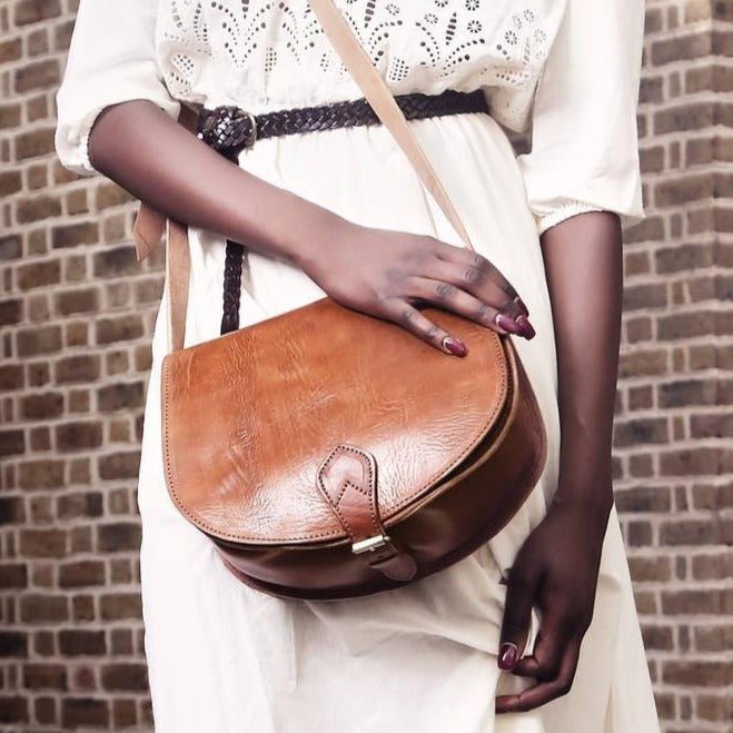 Tan Leather crossbody Saddle Bag - Artisan Stories