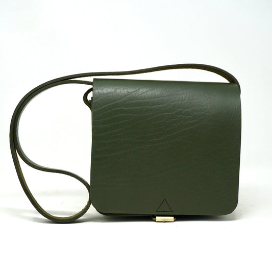 Unisex small leather Messenger Bag - green - Artisan Stories