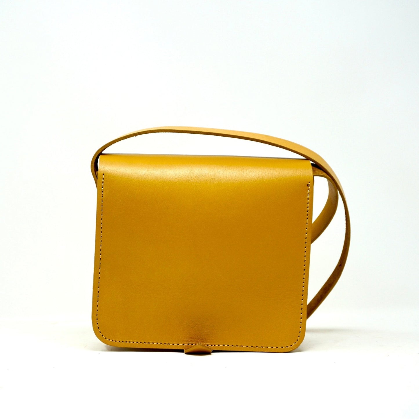 Unisex small leather Messenger Bag - yellow - Artisan Stories