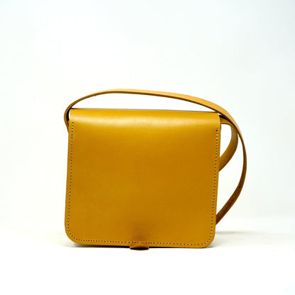 Unisex small leather Messenger Bag - yellow - Artisan Stories