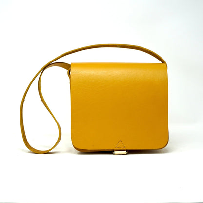 Unisex small leather Messenger Bag - yellow - Artisan Stories