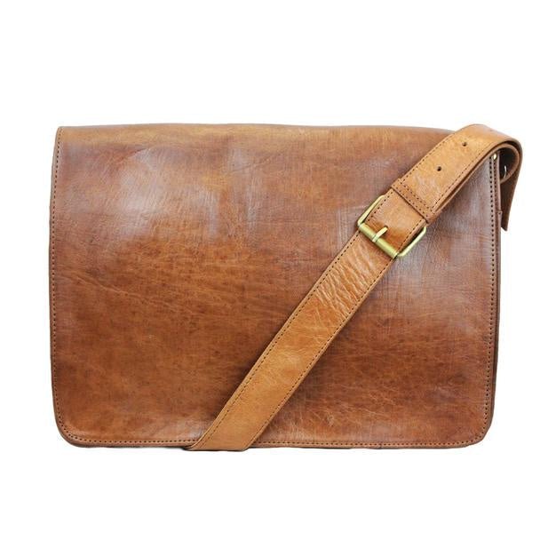 Victor Leather Messenger Bag - Tan - Artisan Stories