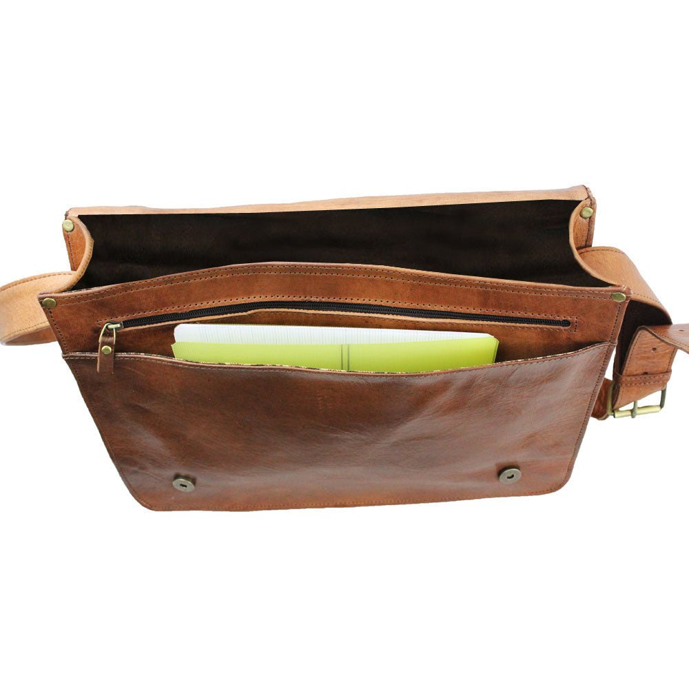 Victor Leather Messenger Bag - Tan - Artisan Stories