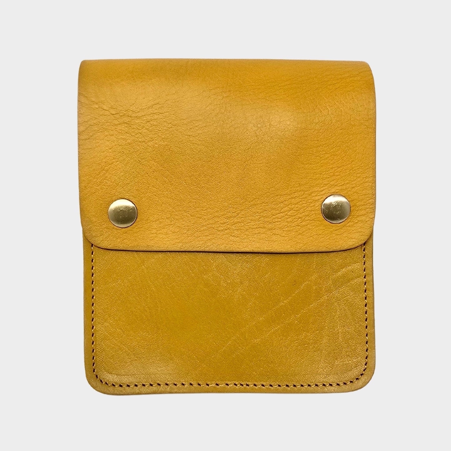 Yellow Small Leather Crossbody Bag with Pop Closure - Artisan Stories