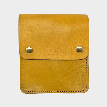 Yellow Small Leather Crossbody Bag with Pop Closure - Artisan Stories