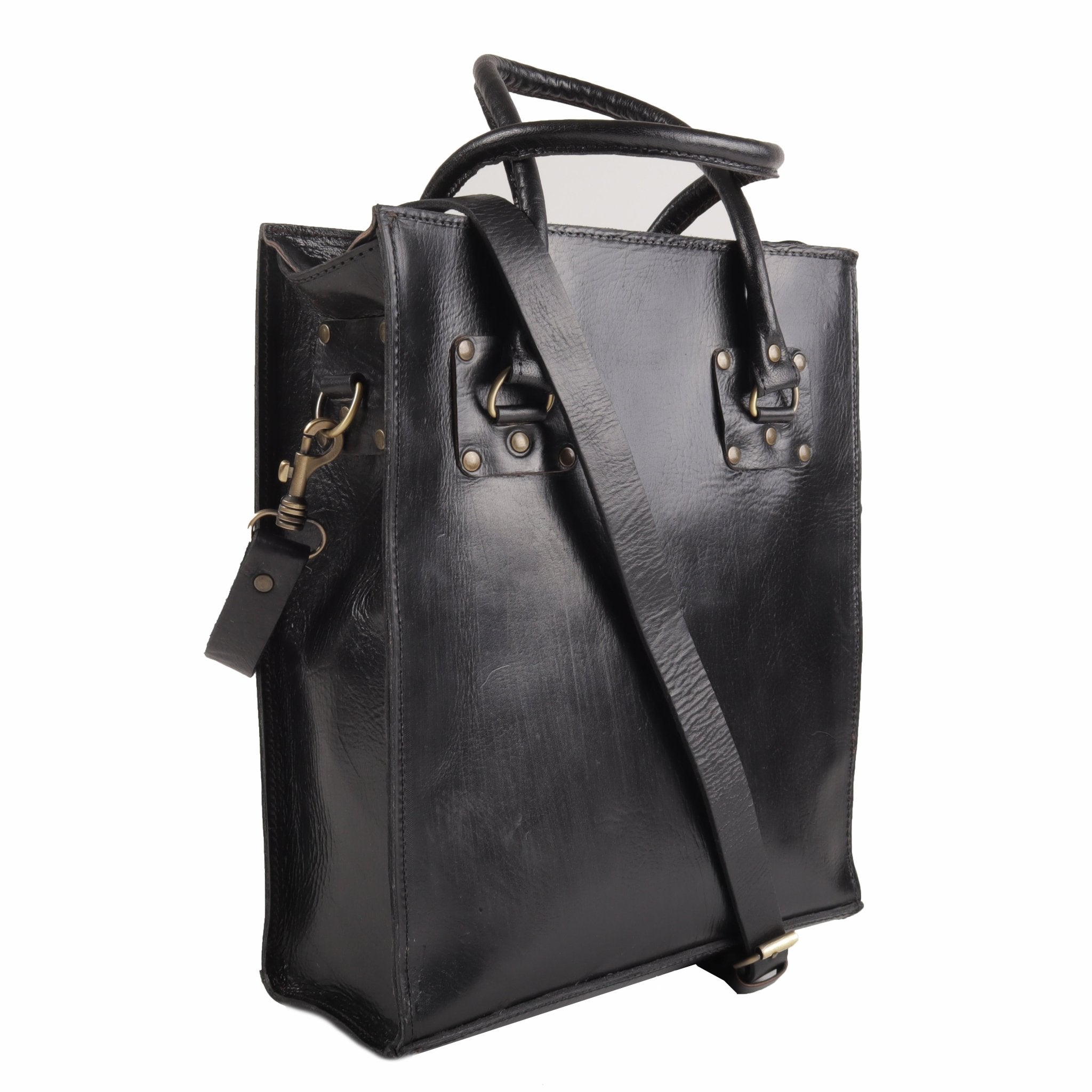 Classic Sofia leather tote bag - Black - Artisan Stories
