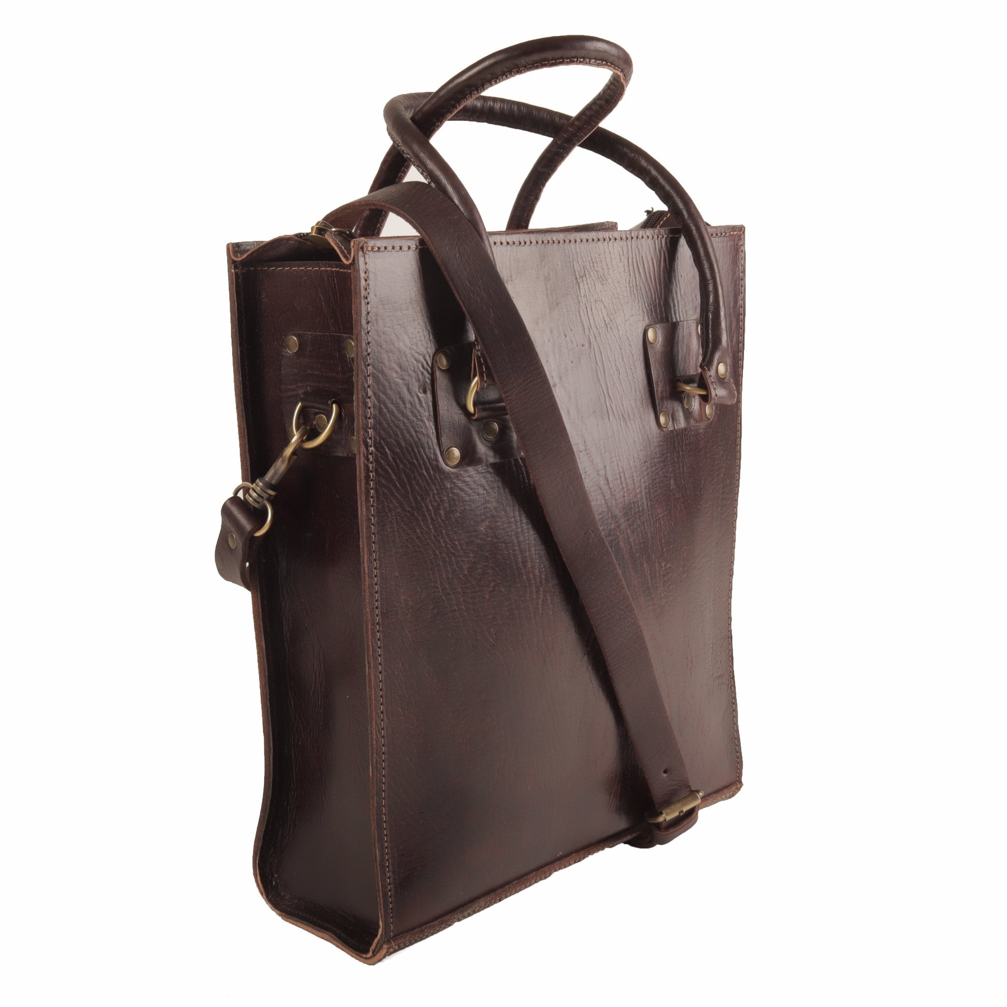 Classic Sofia Leather Tote Bag - Dark brown - Artisan Stories