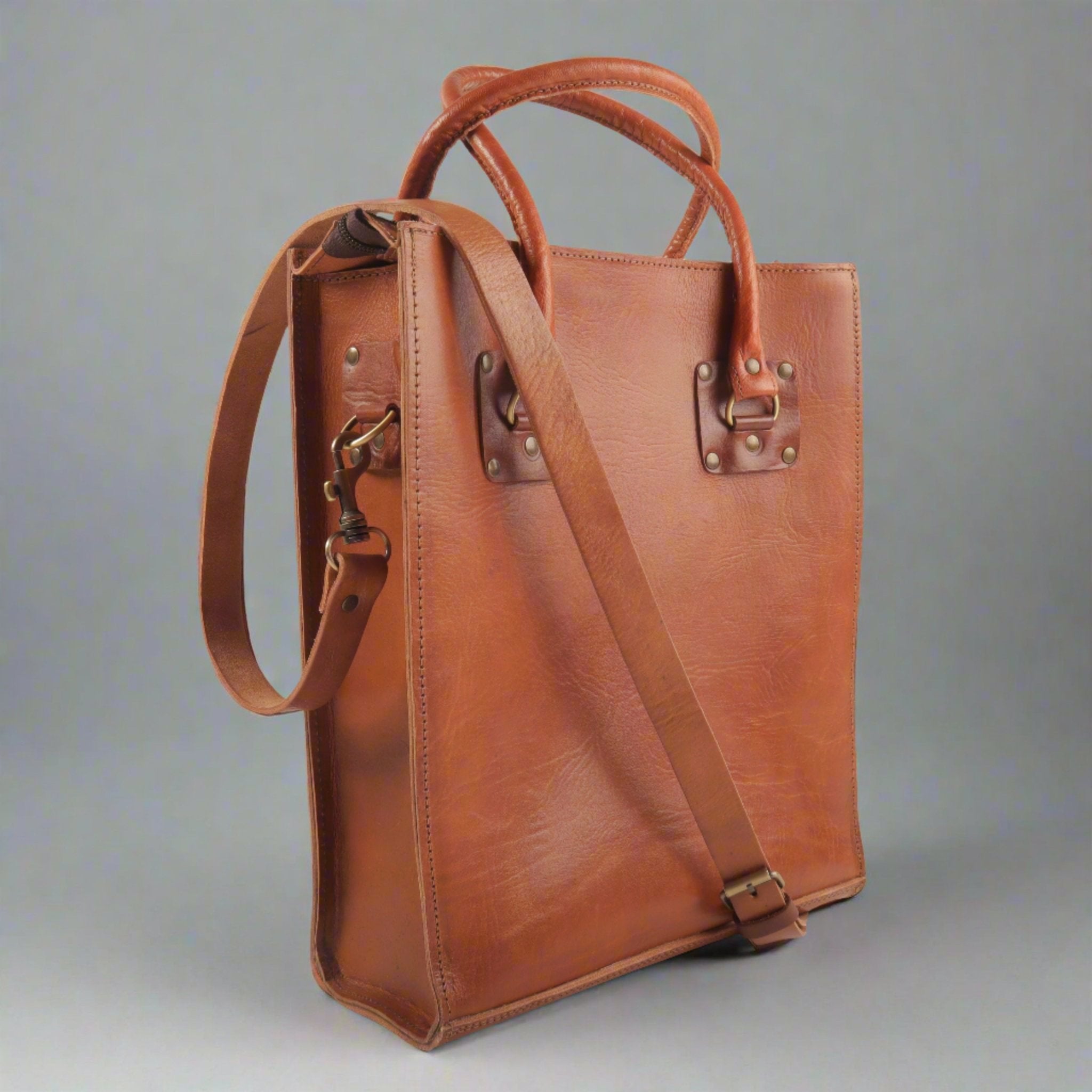 Classic Sofia Leather Tote Bag - Tan - Artisan Stories
