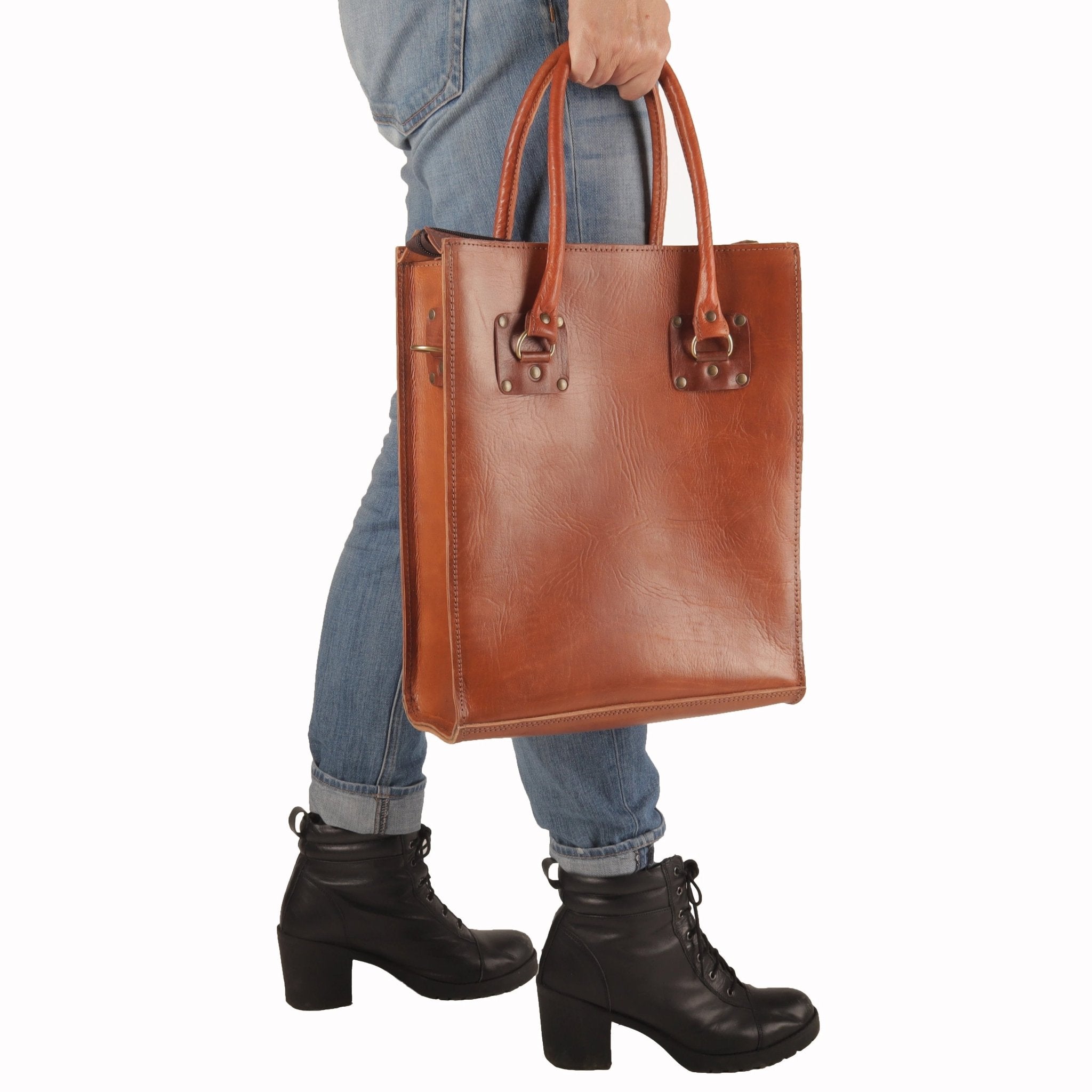 Classic Sofia Leather Tote Bag - Tan - Artisan Stories