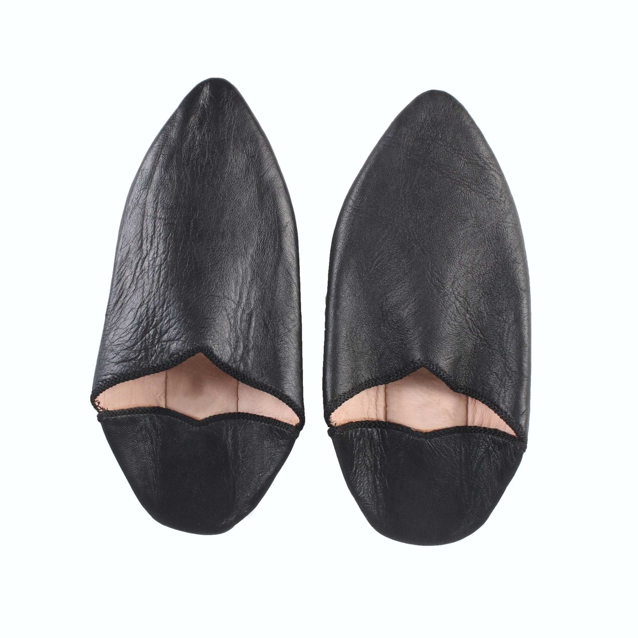 Women’s Moroccan Pointed Babouche Slipper- Black - Artisan Stories