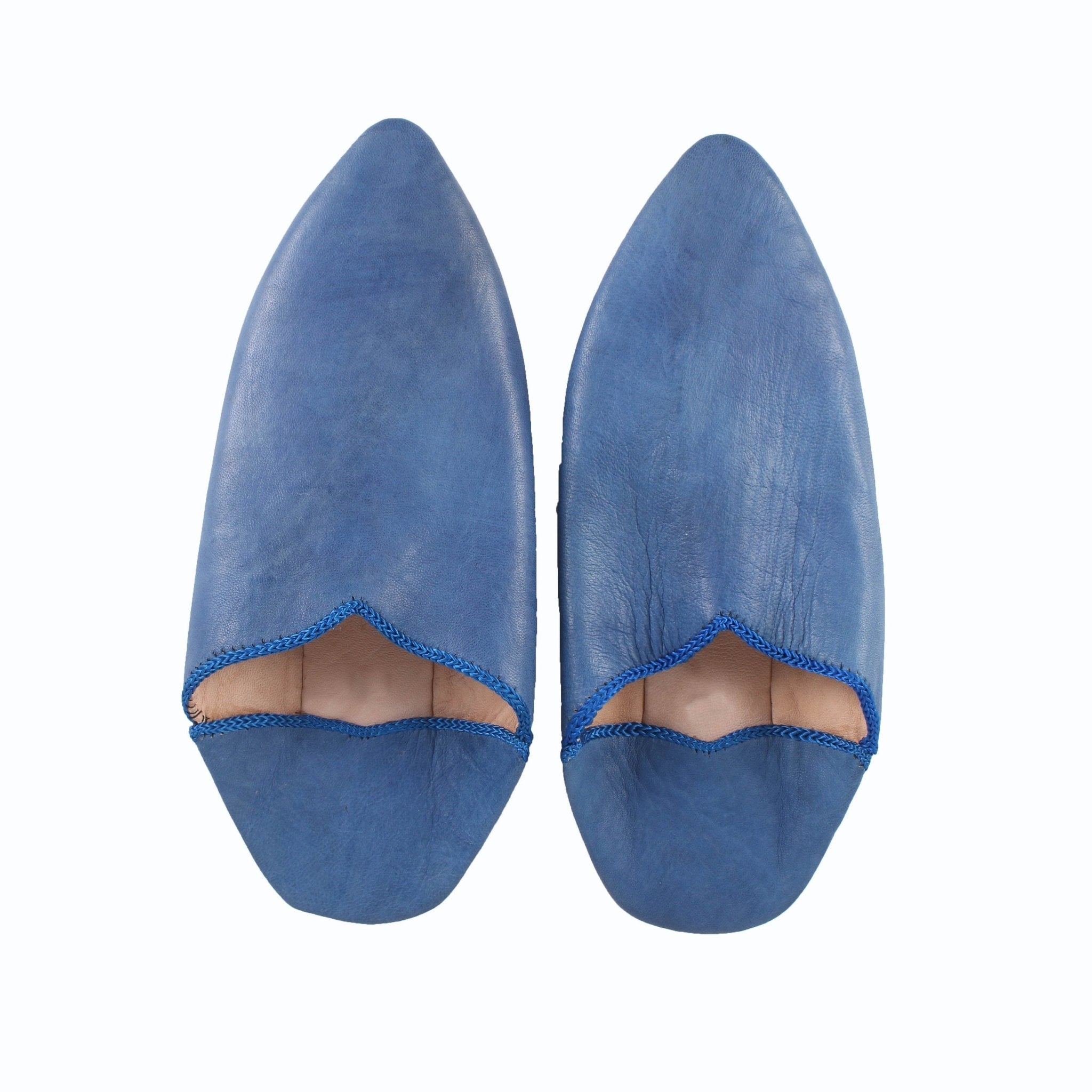 Women’s Moroccan Pointed Babouche Slipper- Blue - Artisan Stories