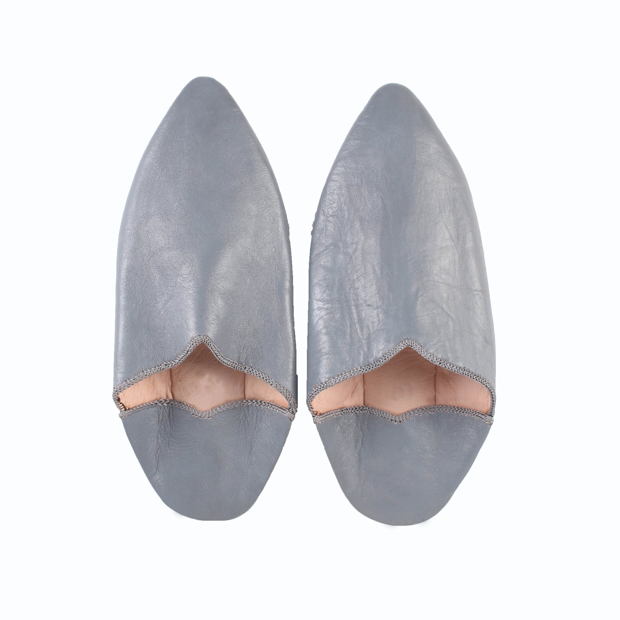 Women’s Moroccan Pointed Babouche Slipper- Grey - Artisan Stories